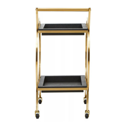 Cardoba Shagreen Two Tier Serving Trolley In Black
