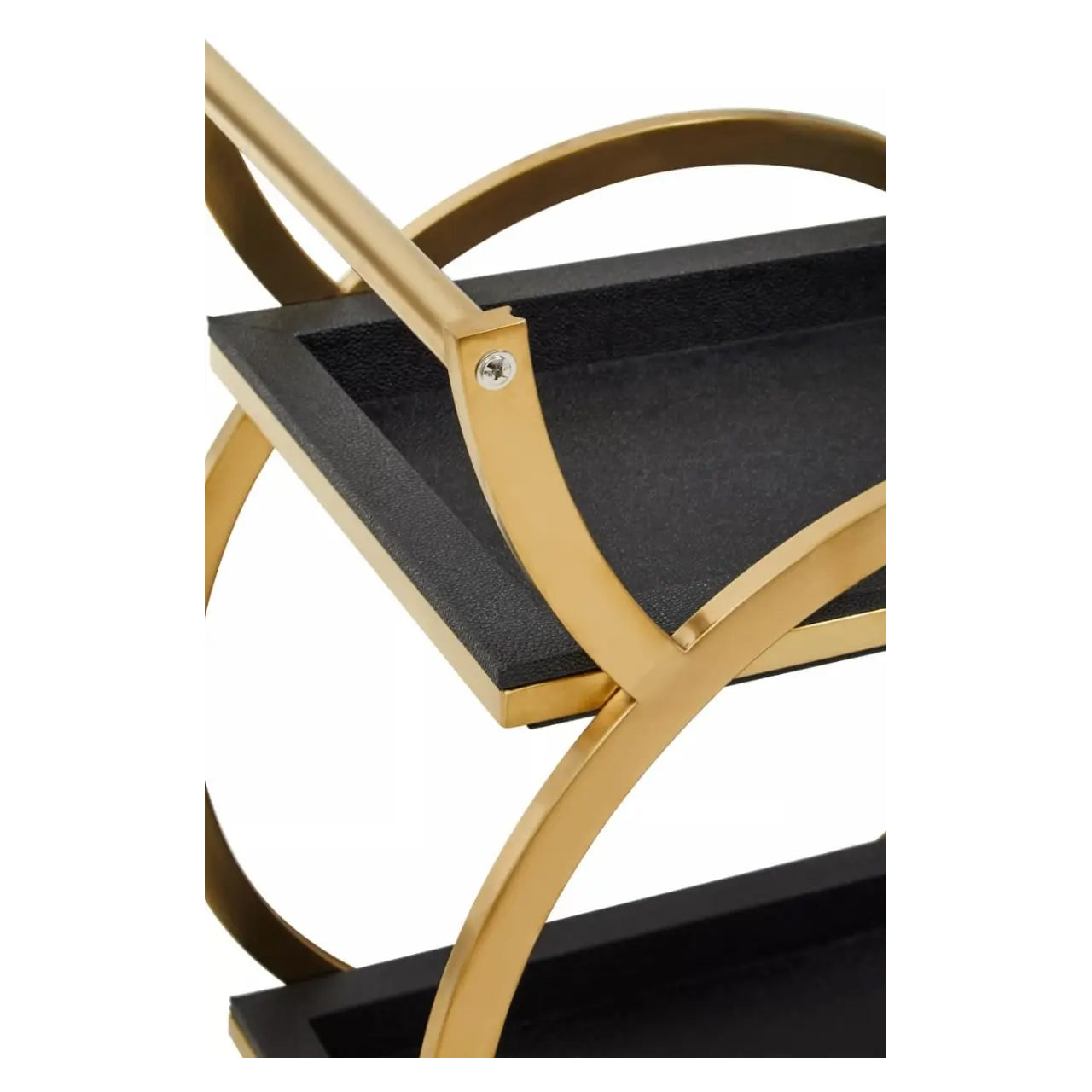 Cardoba Shagreen Two Tier Serving Trolley In Black