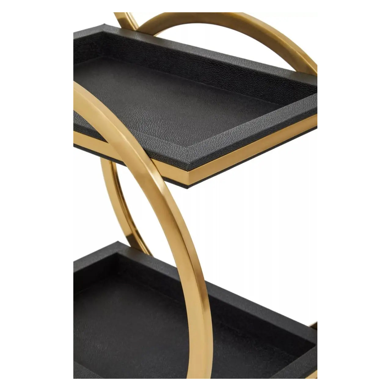Cardoba Shagreen Two Tier Serving Trolley In Black