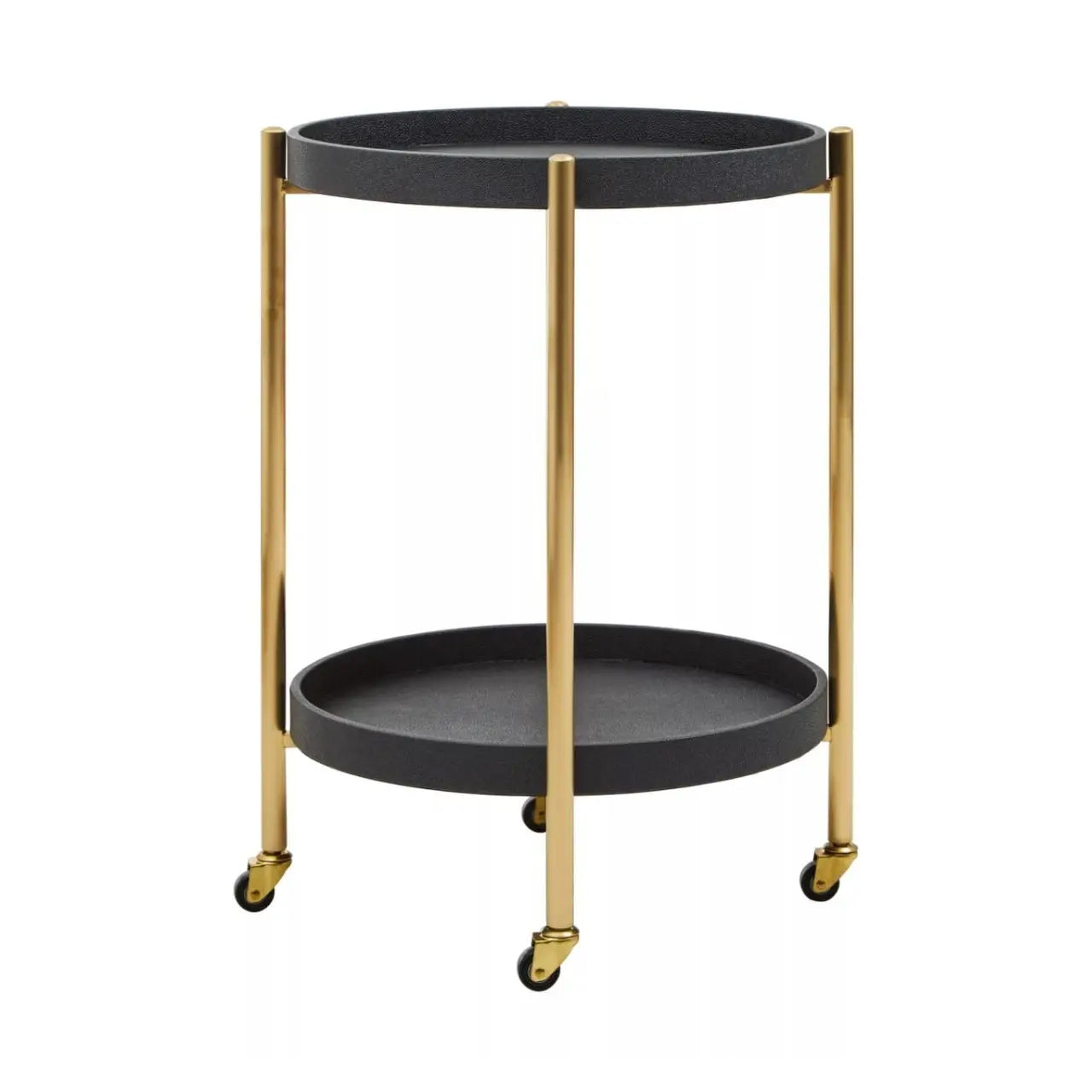 Cardoba Shagreen Two Tier Tray Serving Trolley In Black