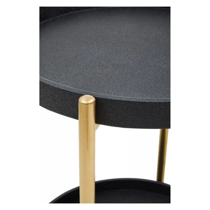 Cardoba Shagreen Two Tier Tray Serving Trolley In Black