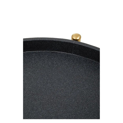 Cardoba Shagreen Two Tier Tray Serving Trolley In Black