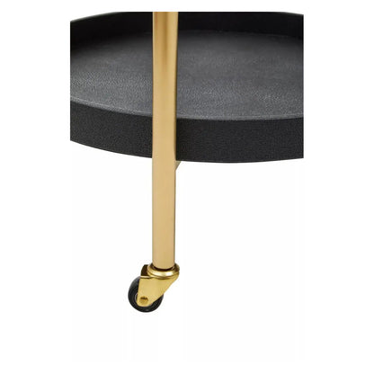 Cardoba Shagreen Two Tier Tray Serving Trolley In Black