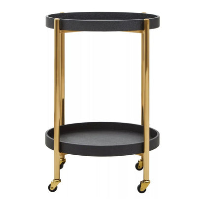 Cardoba Shagreen Two Tier Tray Serving Trolley In Black
