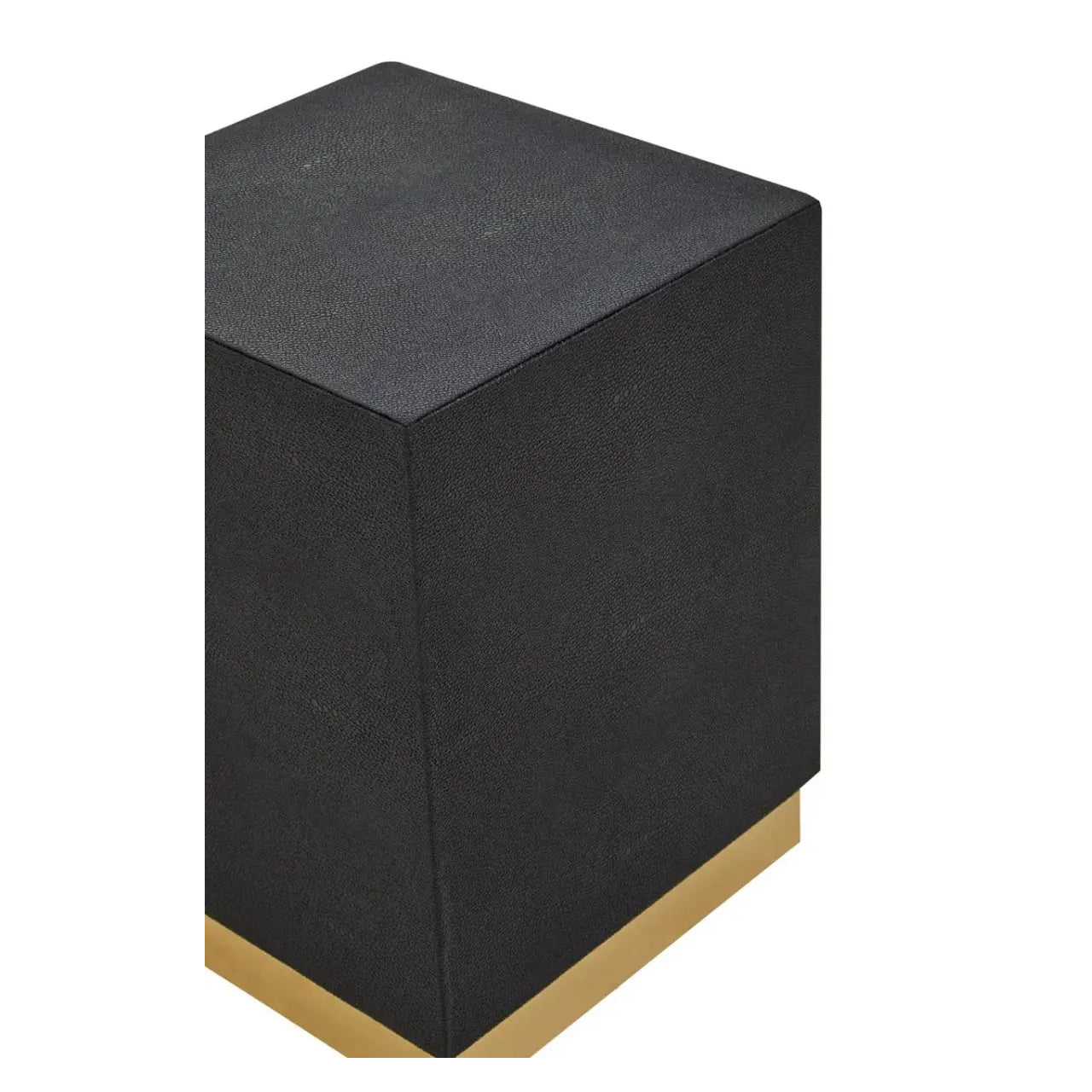 Cardoba Square Shagreen Stool In Gold And Black