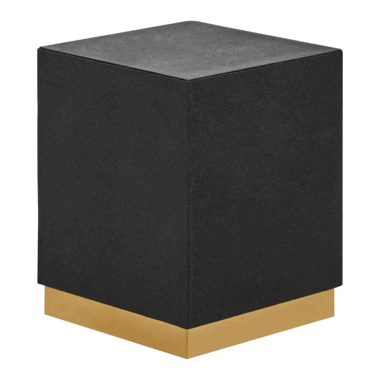Cardoba Square Shagreen Stool In Gold And Black