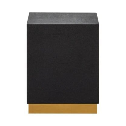 Cardoba Square Shagreen Stool In Gold And Black