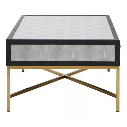 Cadiz Wooden Coffee Table With 2 Drawers In Grey Faux Shagreen