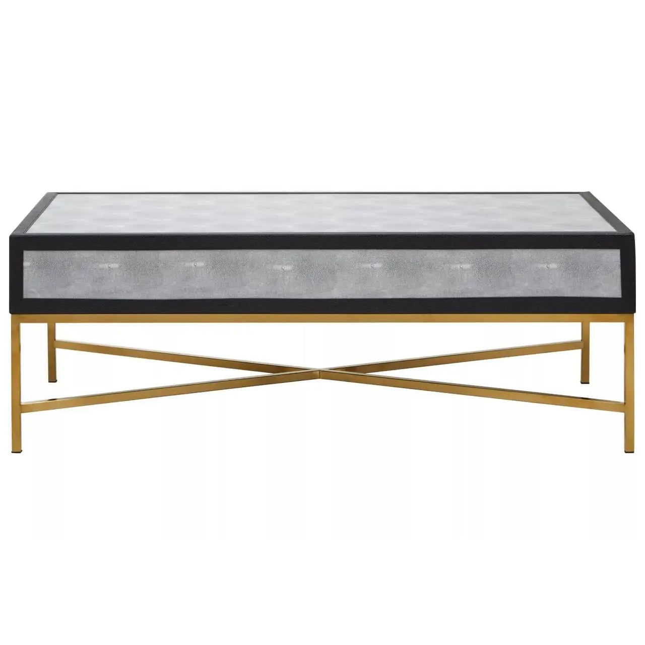 Cadiz Wooden Coffee Table With 2 Drawers In Grey Faux Shagreen
