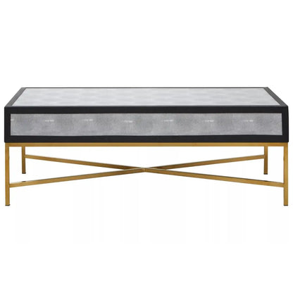 Cadiz Wooden Coffee Table With 2 Drawers In Grey Faux Shagreen