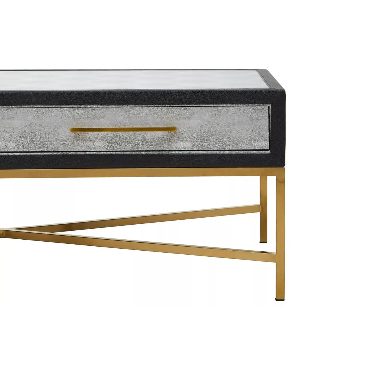 Cadiz Wooden Coffee Table With 2 Drawers In Grey Faux Shagreen