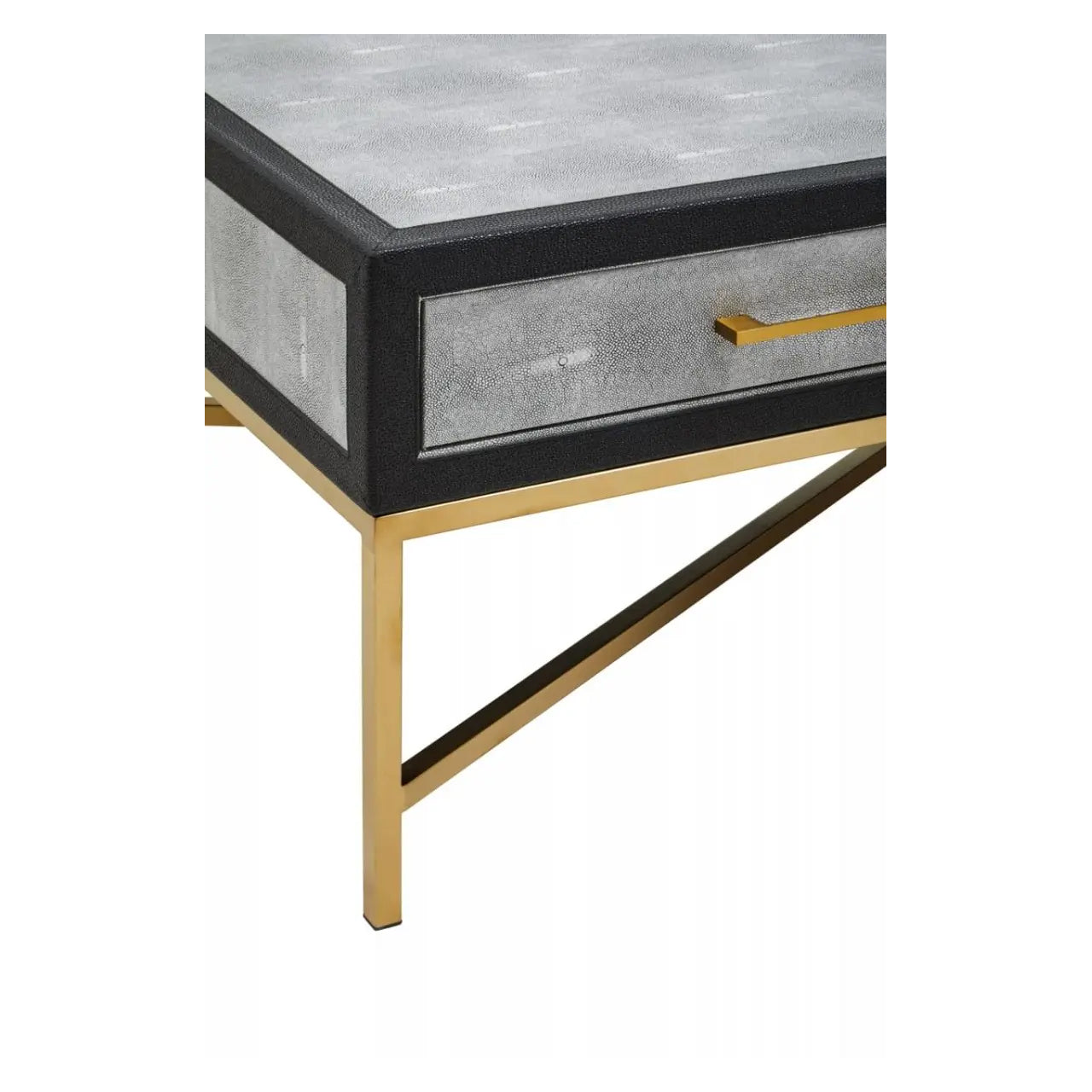 Cadiz Wooden Coffee Table With 2 Drawers In Grey Faux Shagreen