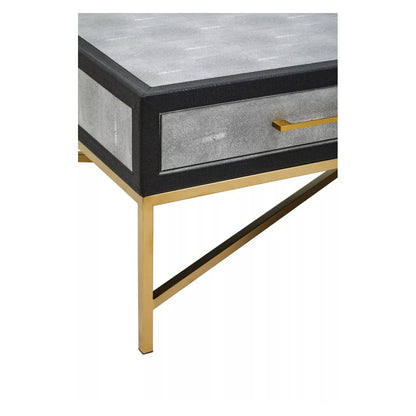 Cadiz Wooden Coffee Table With 2 Drawers In Grey Faux Shagreen