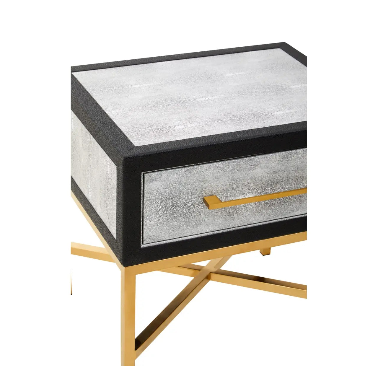 Cadiz Wooden Side Table With 1 Drawer In Grey Faux Shagreen