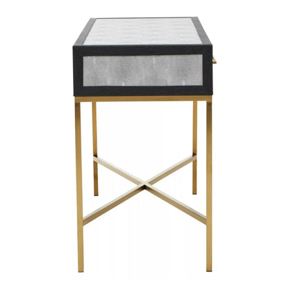 Cadiz Wooden Console Table With 2 Drawers In Grey Faux Shagreen