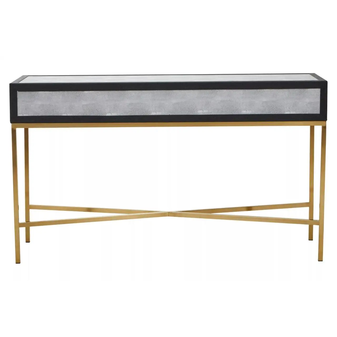 Cadiz Wooden Console Table With 2 Drawers In Grey Faux Shagreen
