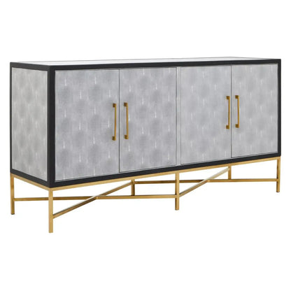 Cadiz Wooden Sideboard With 4 Doors In Grey Faux Shagreen