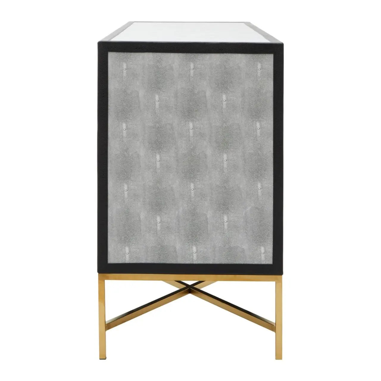 Cadiz Wooden Sideboard With 4 Doors In Grey Faux Shagreen