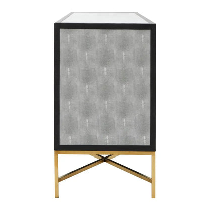 Cadiz Wooden Sideboard With 4 Doors In Grey Faux Shagreen