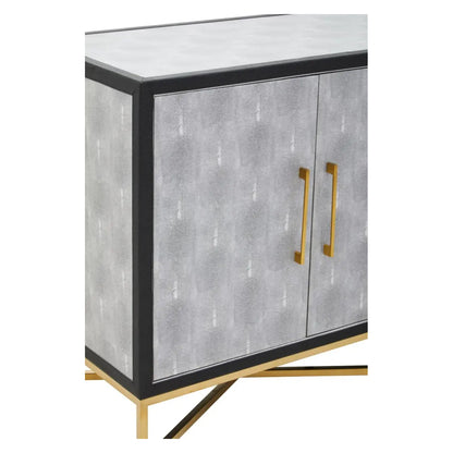 Cadiz Wooden Sideboard With 4 Doors In Grey Faux Shagreen