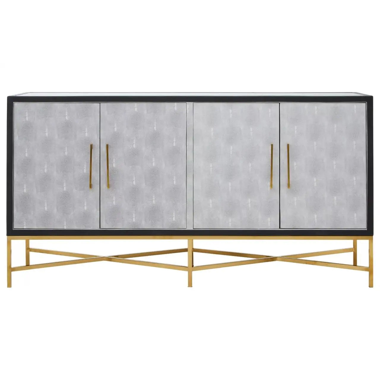 Cadiz Wooden Sideboard With 4 Doors In Grey Faux Shagreen