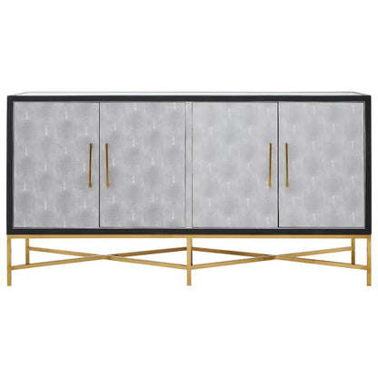 Cadiz Wooden Sideboard With 4 Doors In Grey Faux Shagreen