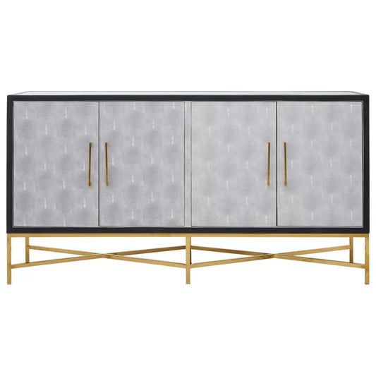 Cadiz Wooden Sideboard With 4 Doors In Grey Faux Shagreen