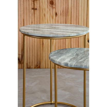 Mandoli Marble Nest Of 2 Side Tables In Natural