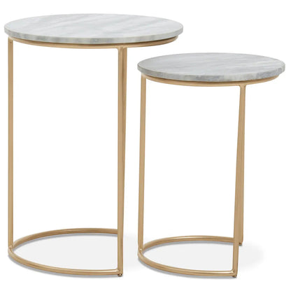 Mandoli Marble Nest Of 2 Side Tables In Natural