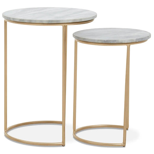 Mandoli Marble Nest Of 2 Side Tables In Natural