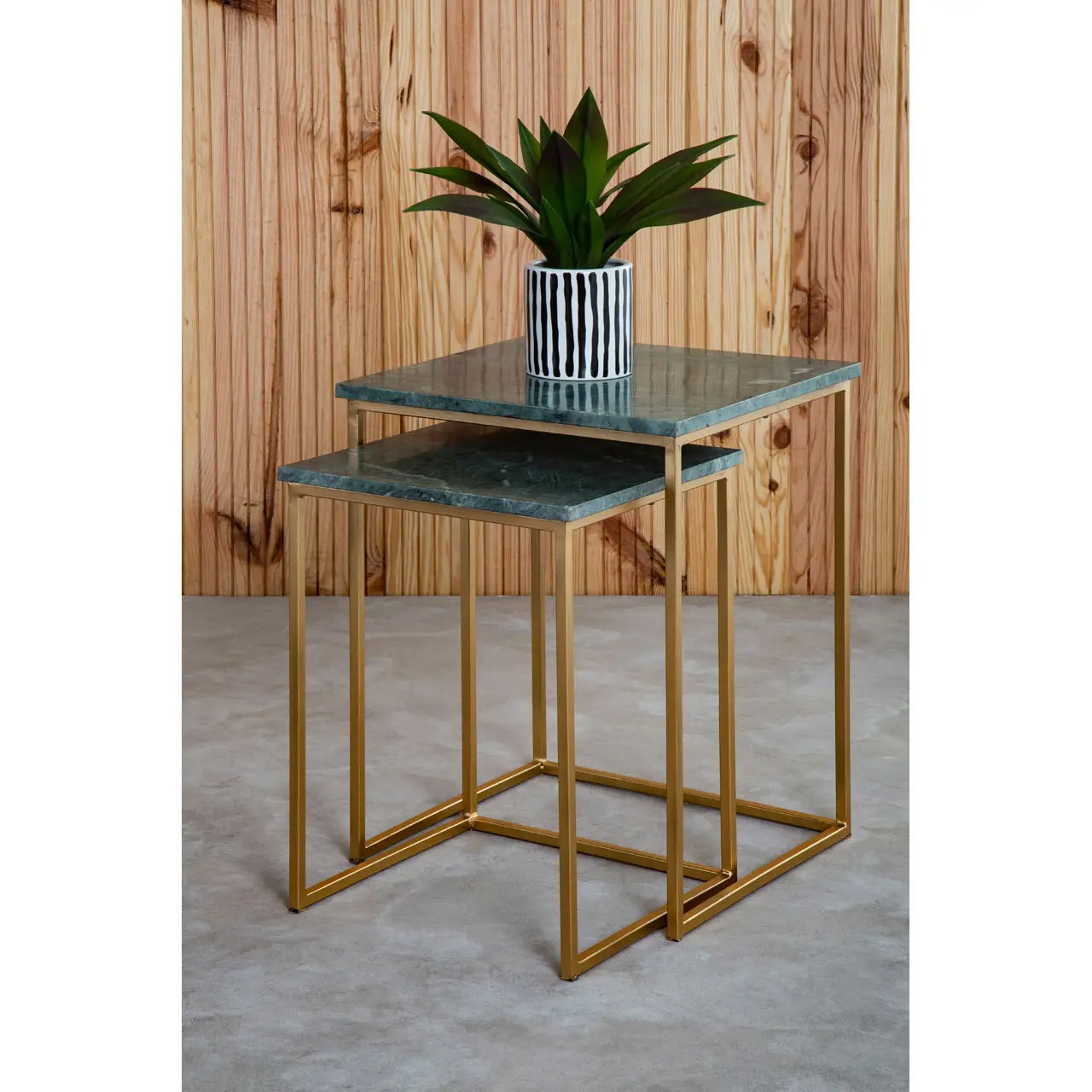 Mandoli Marble Nest Of 2 Side Tables In Green
