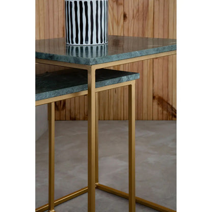 Mandoli Marble Nest Of 2 Side Tables In Green