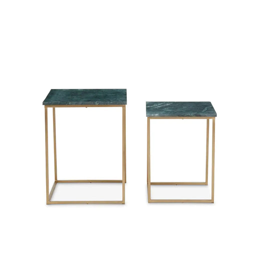 Mandoli Marble Nest Of 2 Side Tables In Green