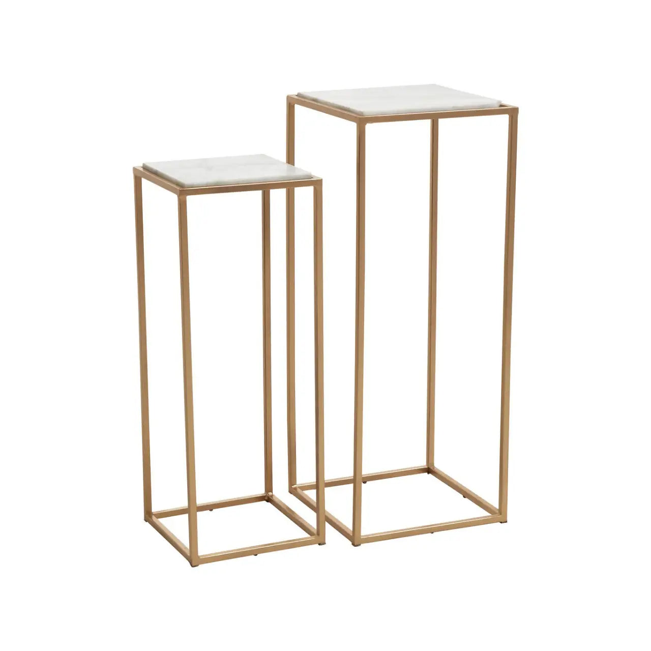 Mandoli Square Marble Top Nest Of 2 Side Tables In White