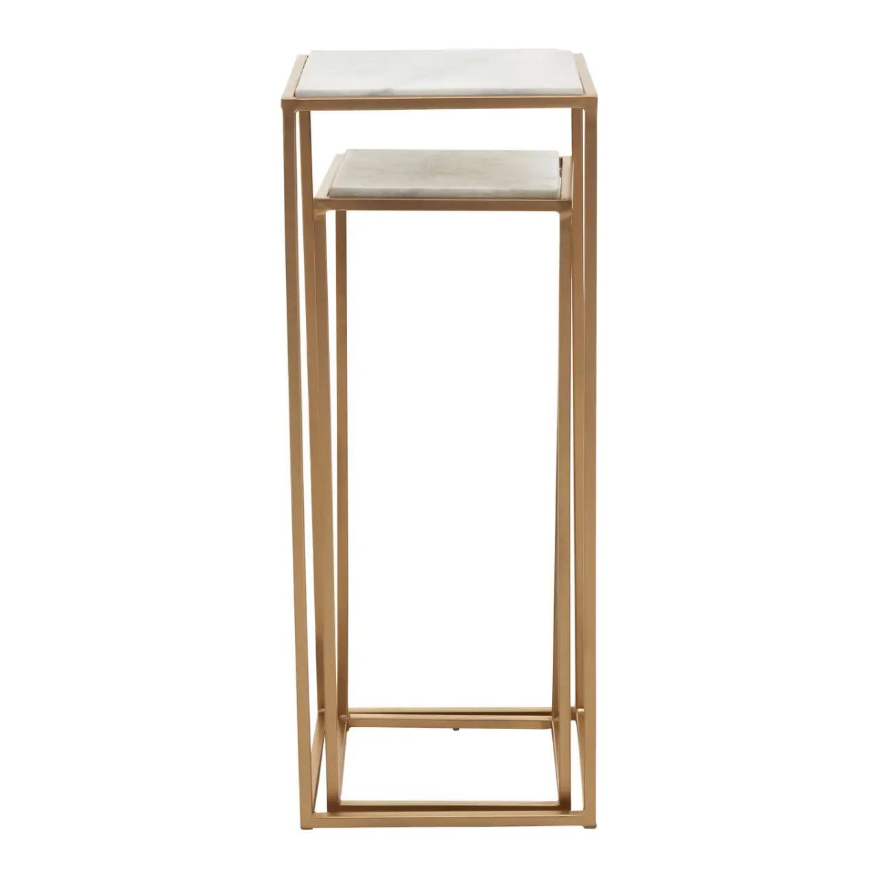 Mandoli Square Marble Top Nest Of 2 Side Tables In White