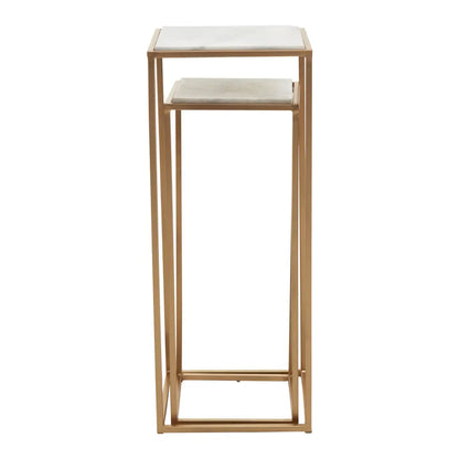 Mandoli Square Marble Top Nest Of 2 Side Tables In White