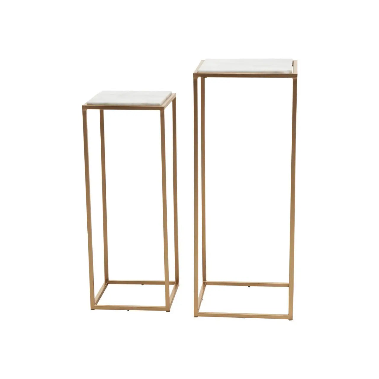 Mandoli Square Marble Top Nest Of 2 Side Tables In White