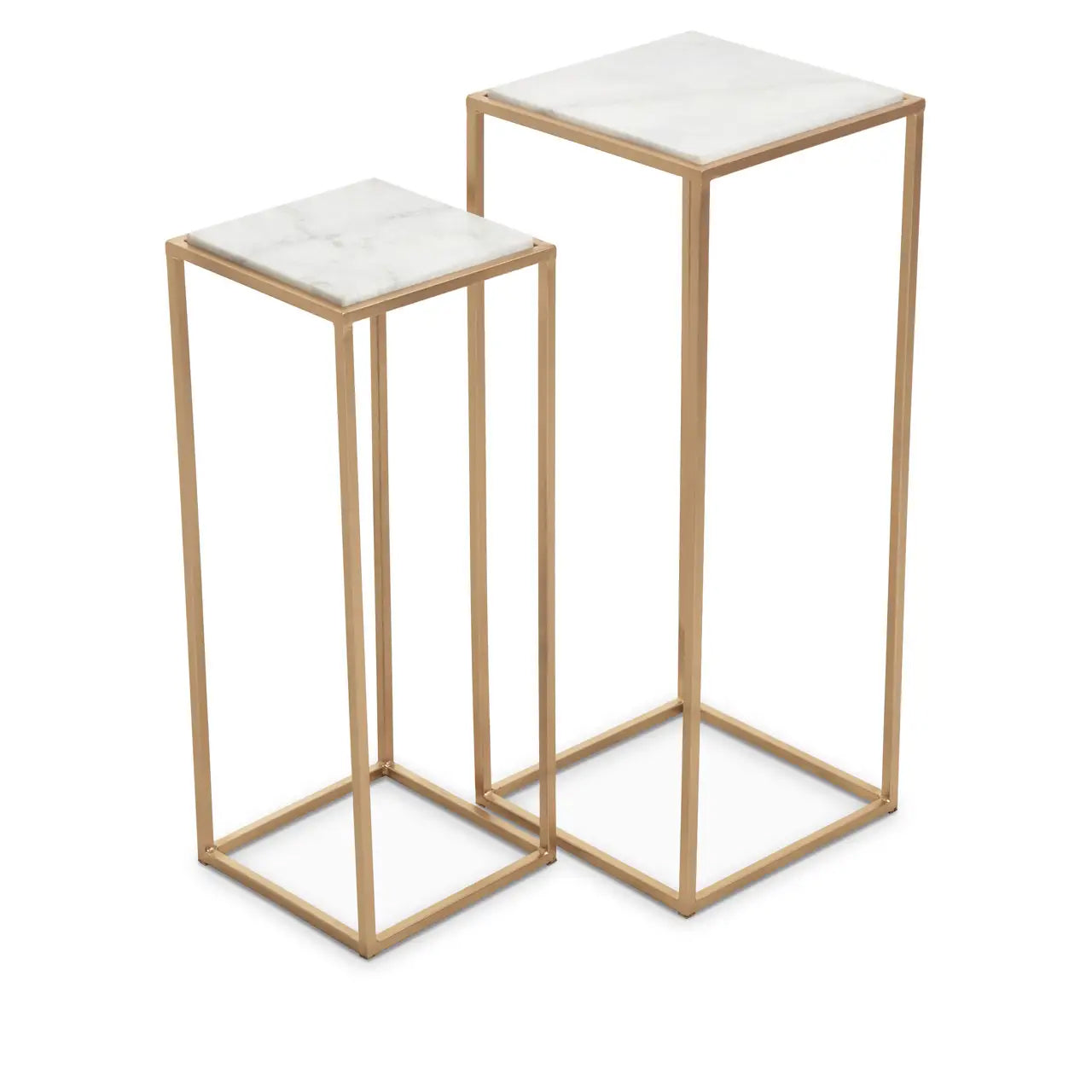 Mandoli Square Marble Top Nest Of 2 Side Tables In White