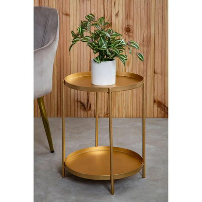 Mandoli Metal Side Table In Gold Metal Frame