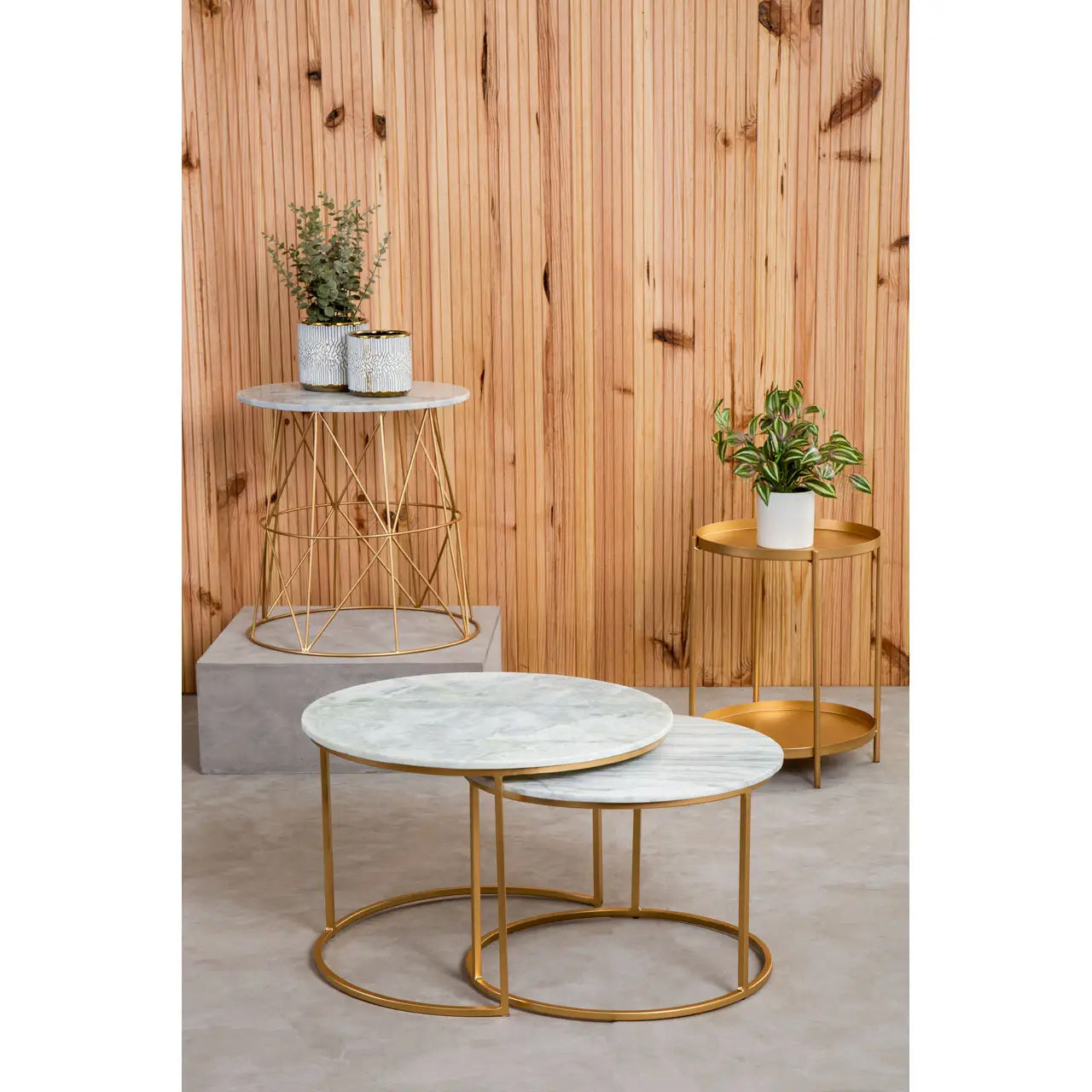 Mandoli Metal Side Table In Gold Metal Frame