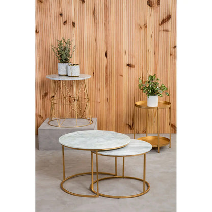 Mandoli Metal Side Table In Gold Metal Frame