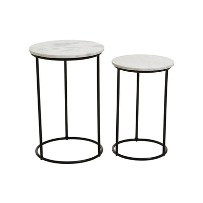 Mandoli Marble Top Nest Of 2 Side Tables In White
