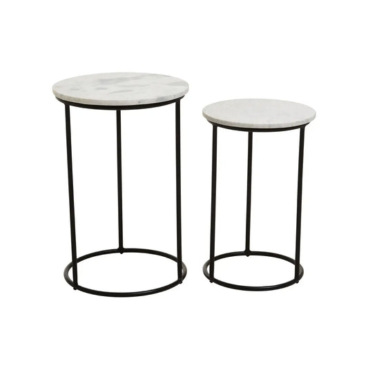 Mandoli Marble Top Nest Of 2 Side Tables In White