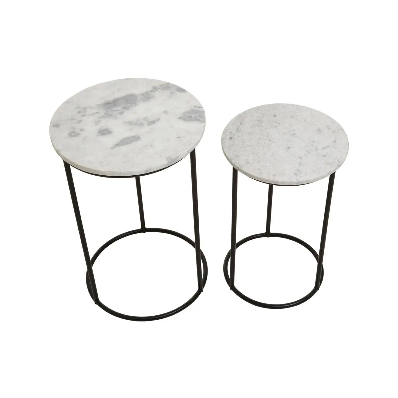 Mandoli Marble Top Nest Of 2 Side Tables In White