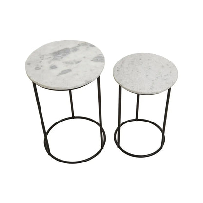 Mandoli Marble Top Nest Of 2 Side Tables In White