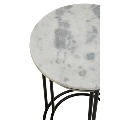 Mandoli Marble Top Nest Of 2 Side Tables In White