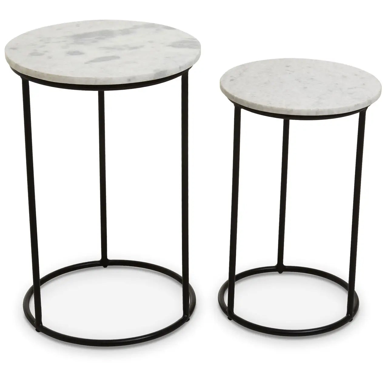 Mandoli Marble Top Nest Of 2 Side Tables In White