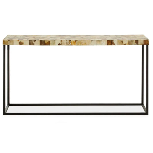 Obra Mother Of Pearl Wooden Console Table In Cream