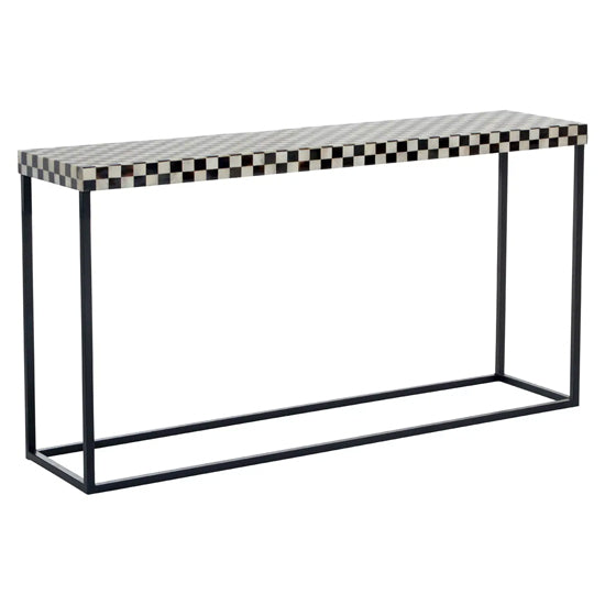 Obra Mother Of Pearl Wooden Console Table In Black And White