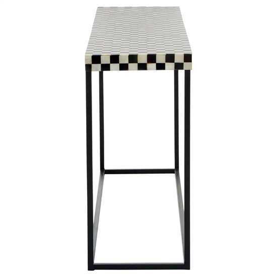 Obra Mother Of Pearl Wooden Console Table In Black And White